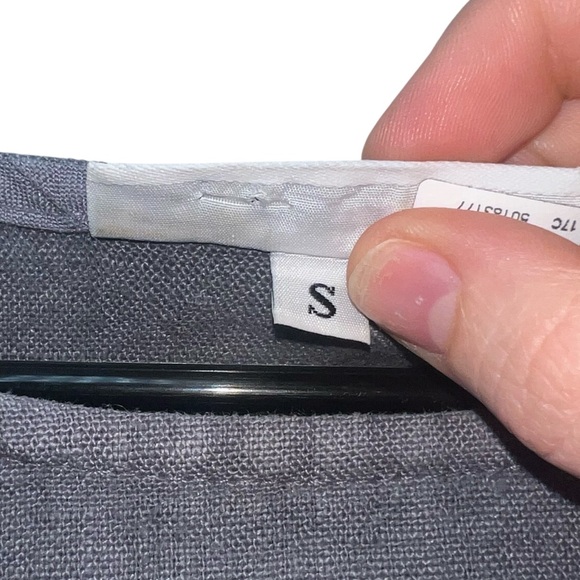 Bryn Walker 100% Linen Oversized Blouse Round Neck Top Gray Small Lagenlook - Picture 4 of 8